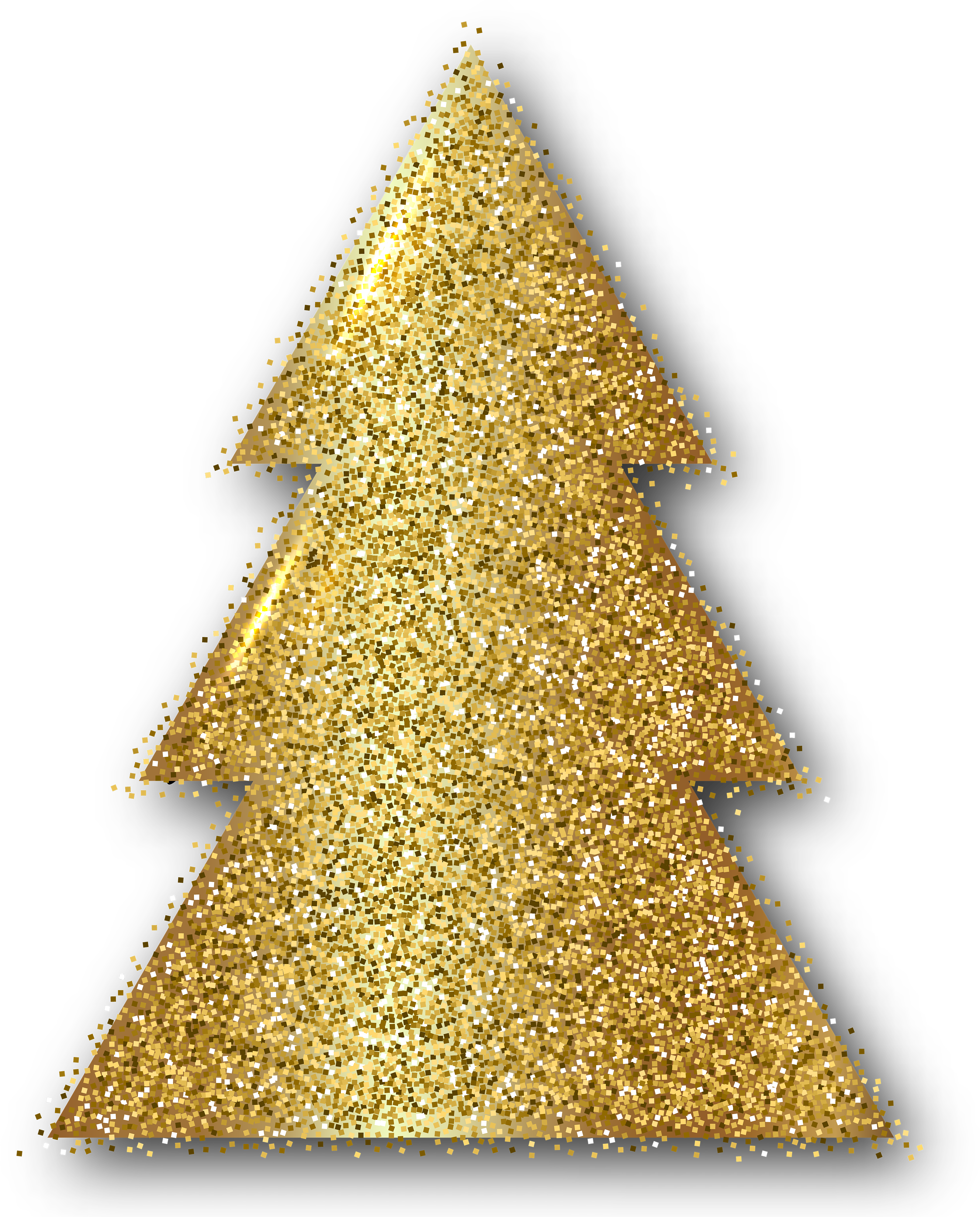 Christmas Clip Art 桌布 壁紙 — 在柔和青綠色背景上，帶有粗黑輪廓的閃亮金色聖誕樹剪影。