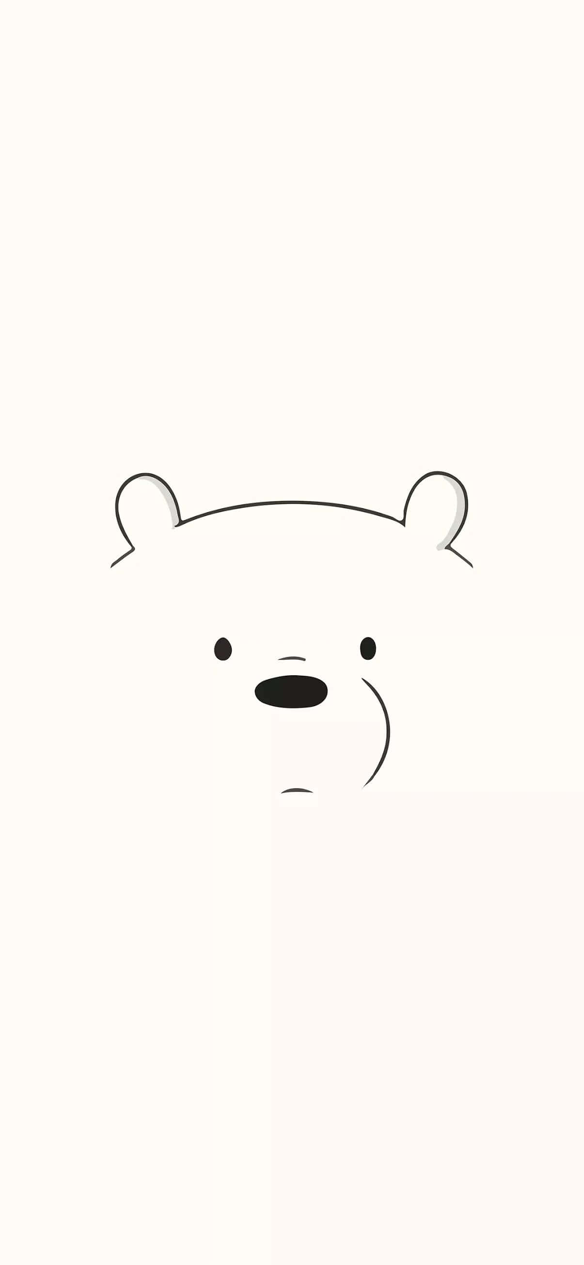 熊 桌布 壁紙 — 在柔軟的奶油色背景上，一隻可愛熊臉帶著輕微笑意的極簡線條畫。