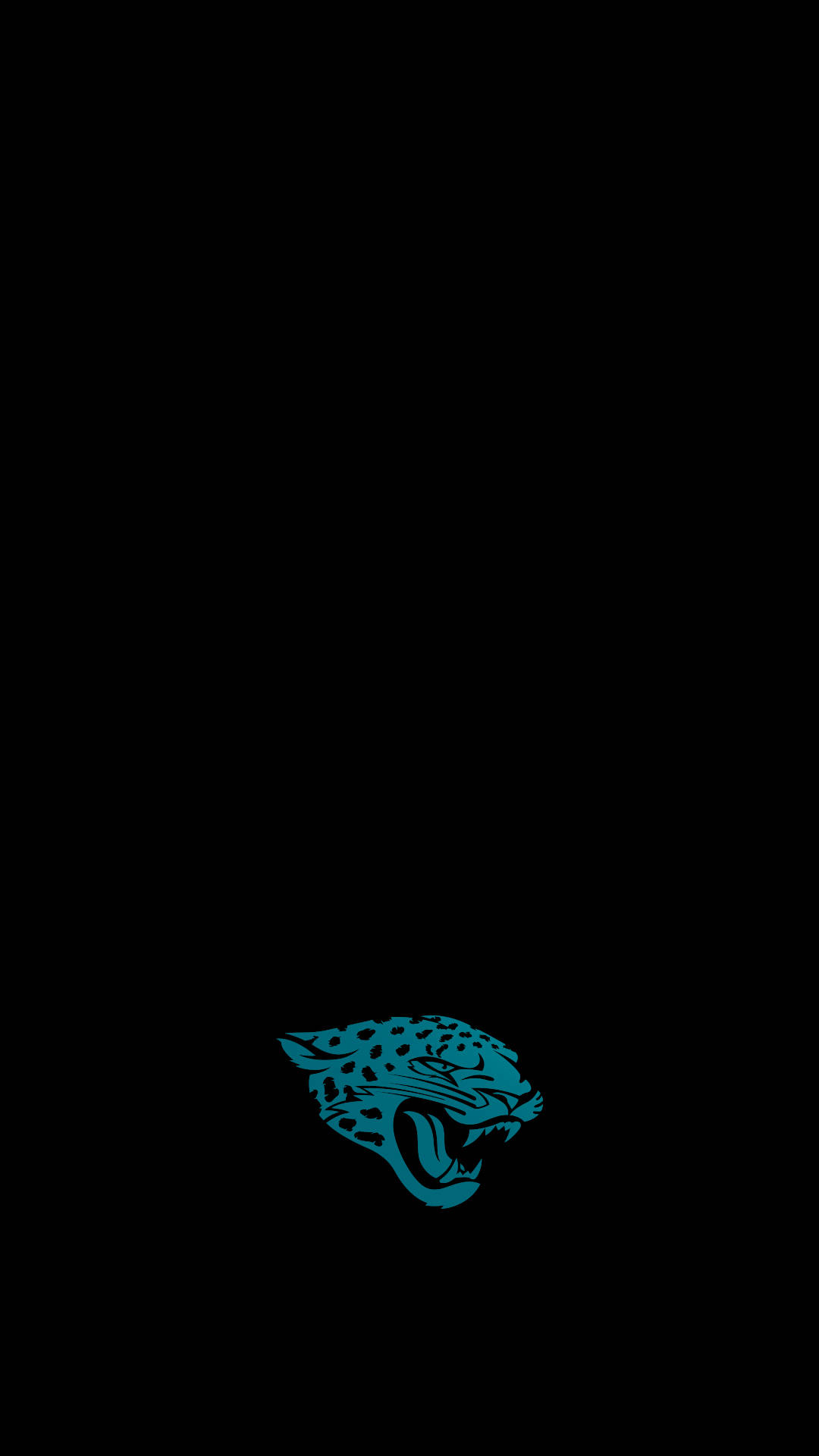 Jaguars 桌布 壁紙 — 在極簡數位藝術中，一個藍綠色美洲豹標誌在純黑背景上大膽咆哮。