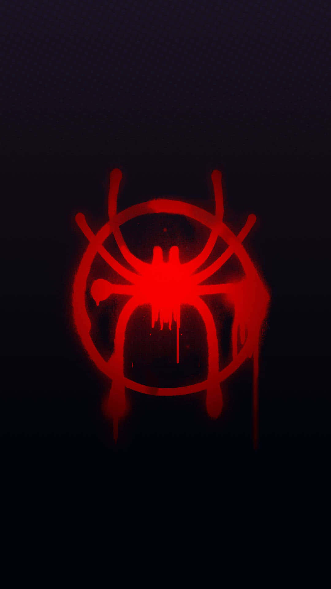 Red Spider 桌布 壁紙 — 在深色紋理背景上，一個發光的紅色蜘蛛符號帶有滴落油漆效果。