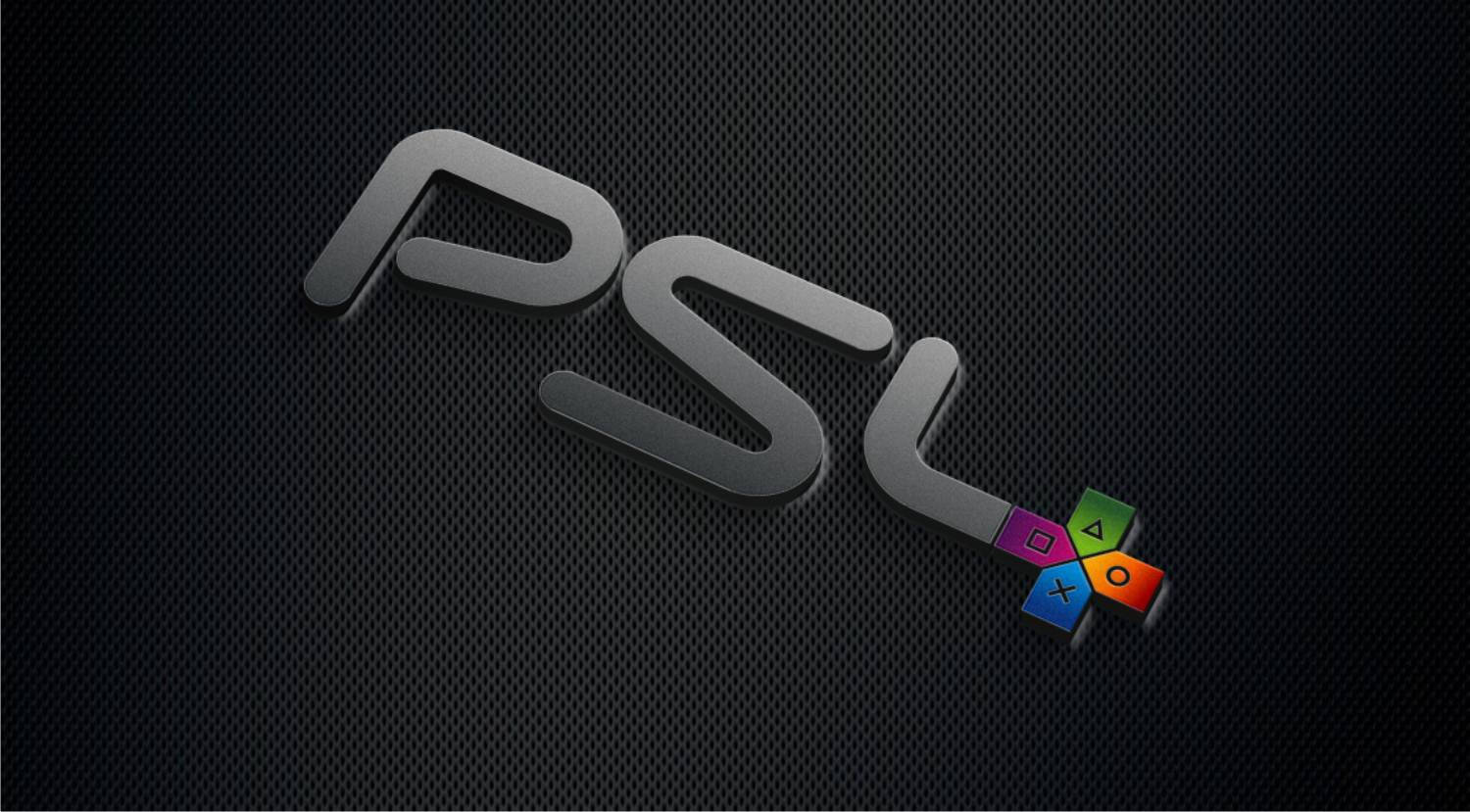 在深色網格背景上，帶有PlayStation按鈕的遊戲標誌PSL。 — Ps4 壁紙