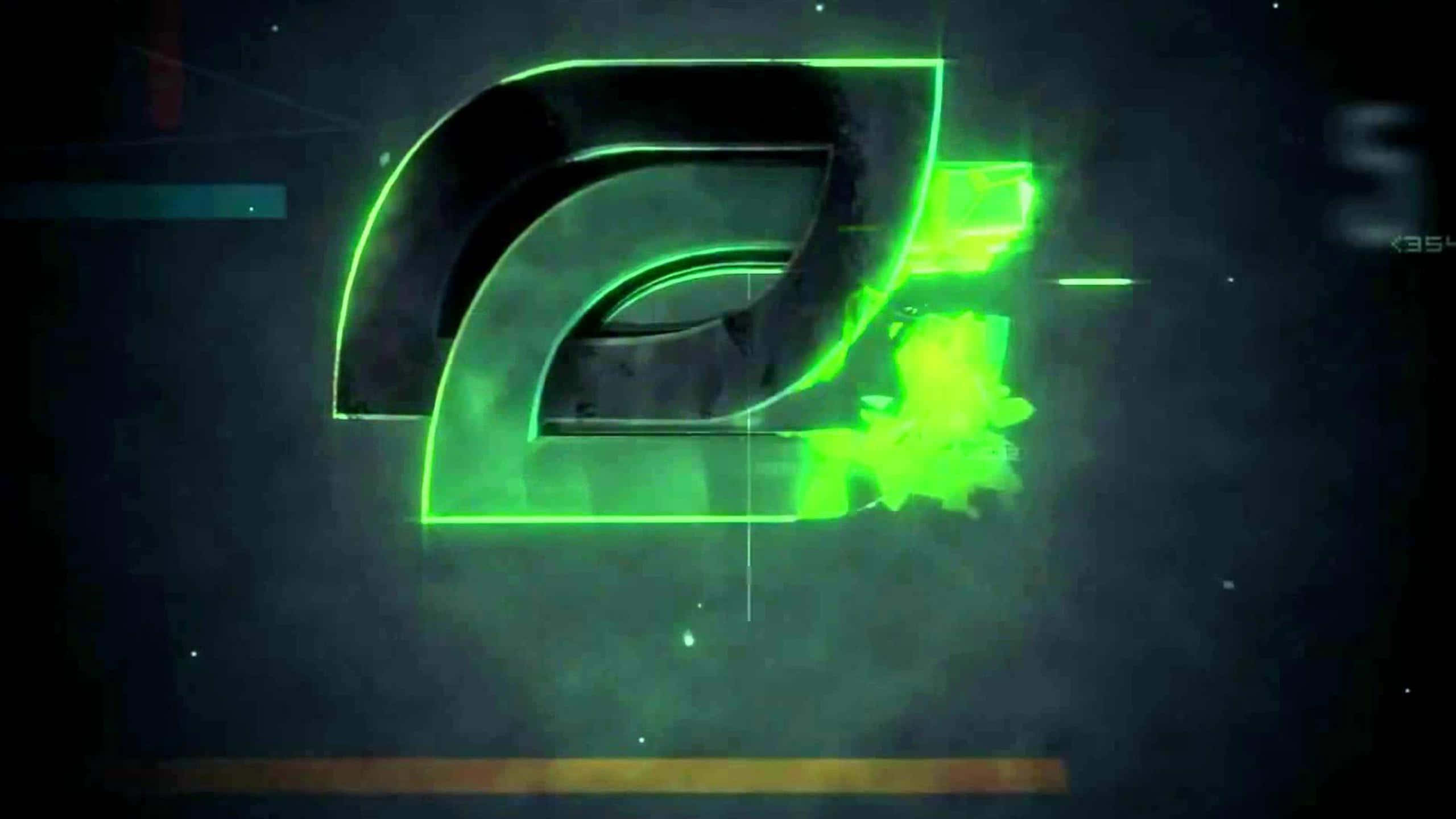 Optic Gaming 桌布 壁紙 — 在深色背景上，一個帶有數位故障效果的發光綠色風格化數字二。