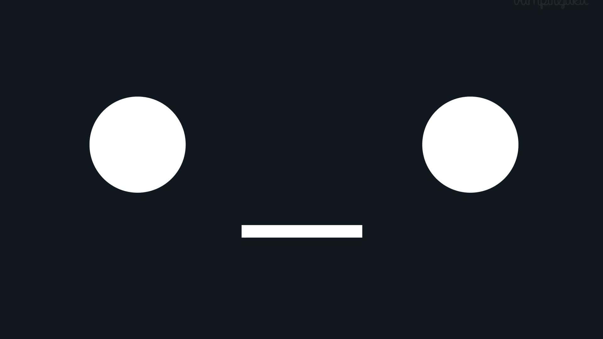 Kawaii Emoticon 桌布 壁紙 — 在深色背景上，一個極簡的白色臉孔，有兩個圓圈作為眼睛，一條直線作為嘴巴。