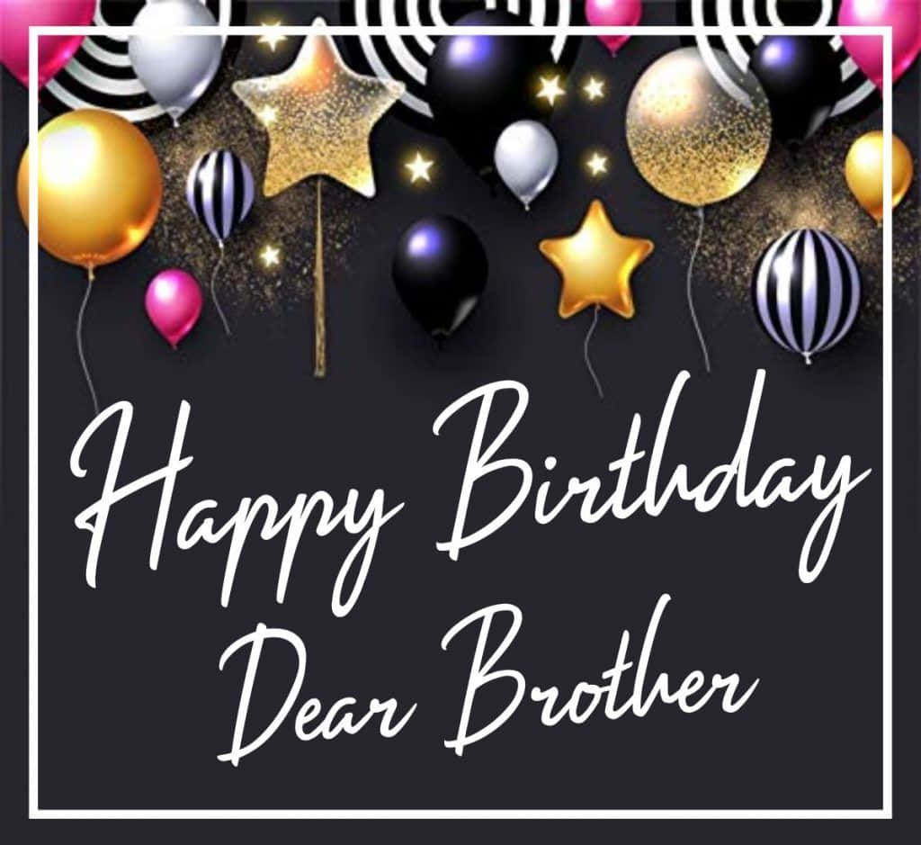 Birthday Wishes 桌布 壁紙 — 在深色背景上，以彩色氣球和閃爍星星組成的節日生日祝福。