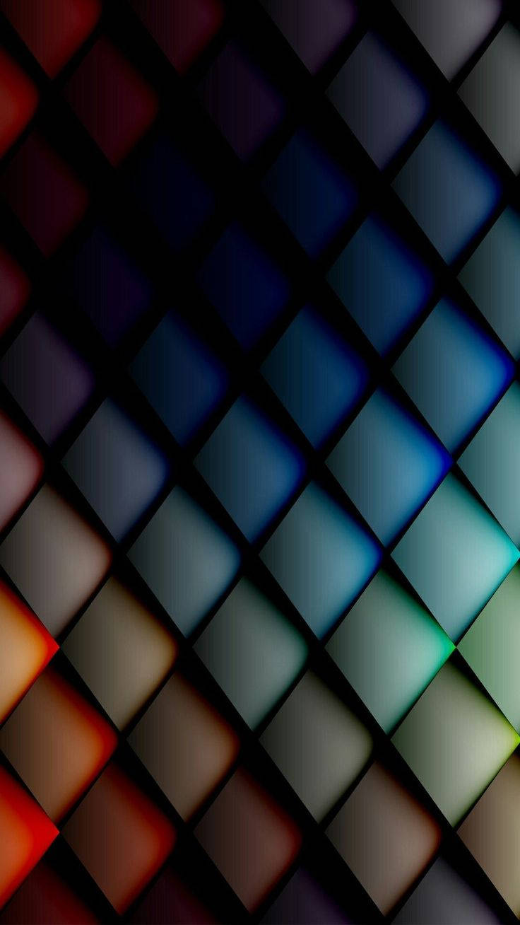 發光立方體的抽象數位藝術，以對角線圖案呈現漸變色彩。 — 3D iPhone 壁紙 壁紙