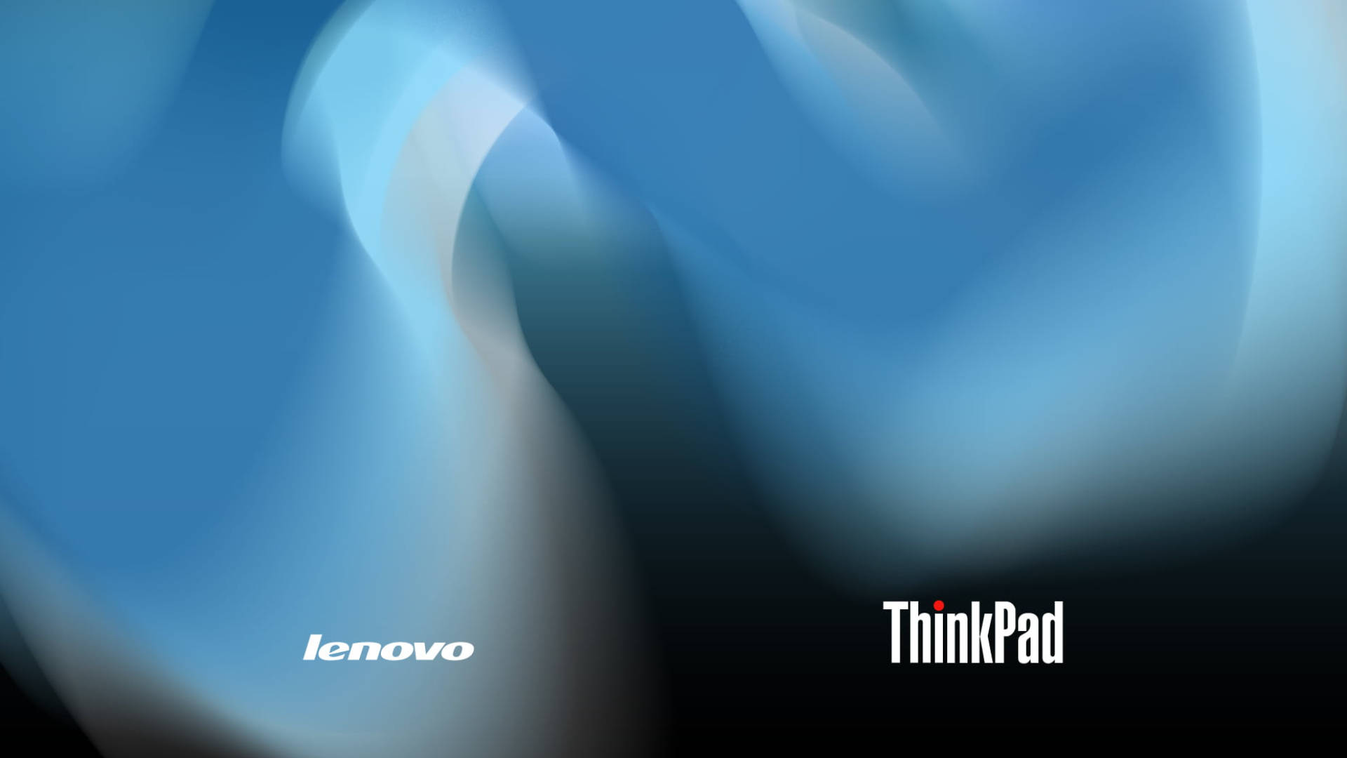 帶有Lenovo ThinkPad標誌的抽象藍色和白色光線漩渦。 — 聯想高畫質桌布 壁紙