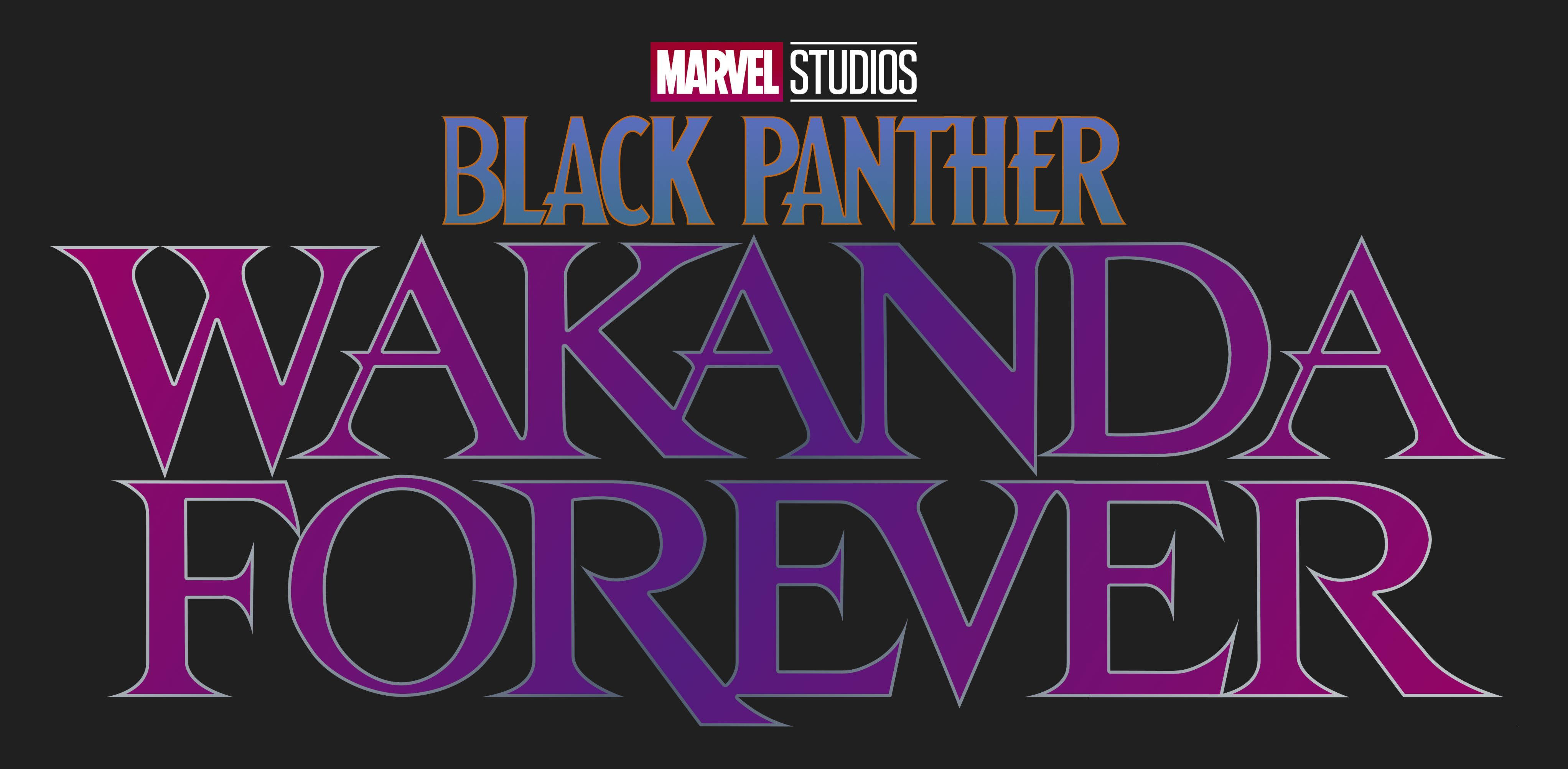 Wakanda 桌布 壁紙 — 在深色背景上，為《黑豹：瓦干達萬歲》設計的醒目紫色和藍色漸變文字。