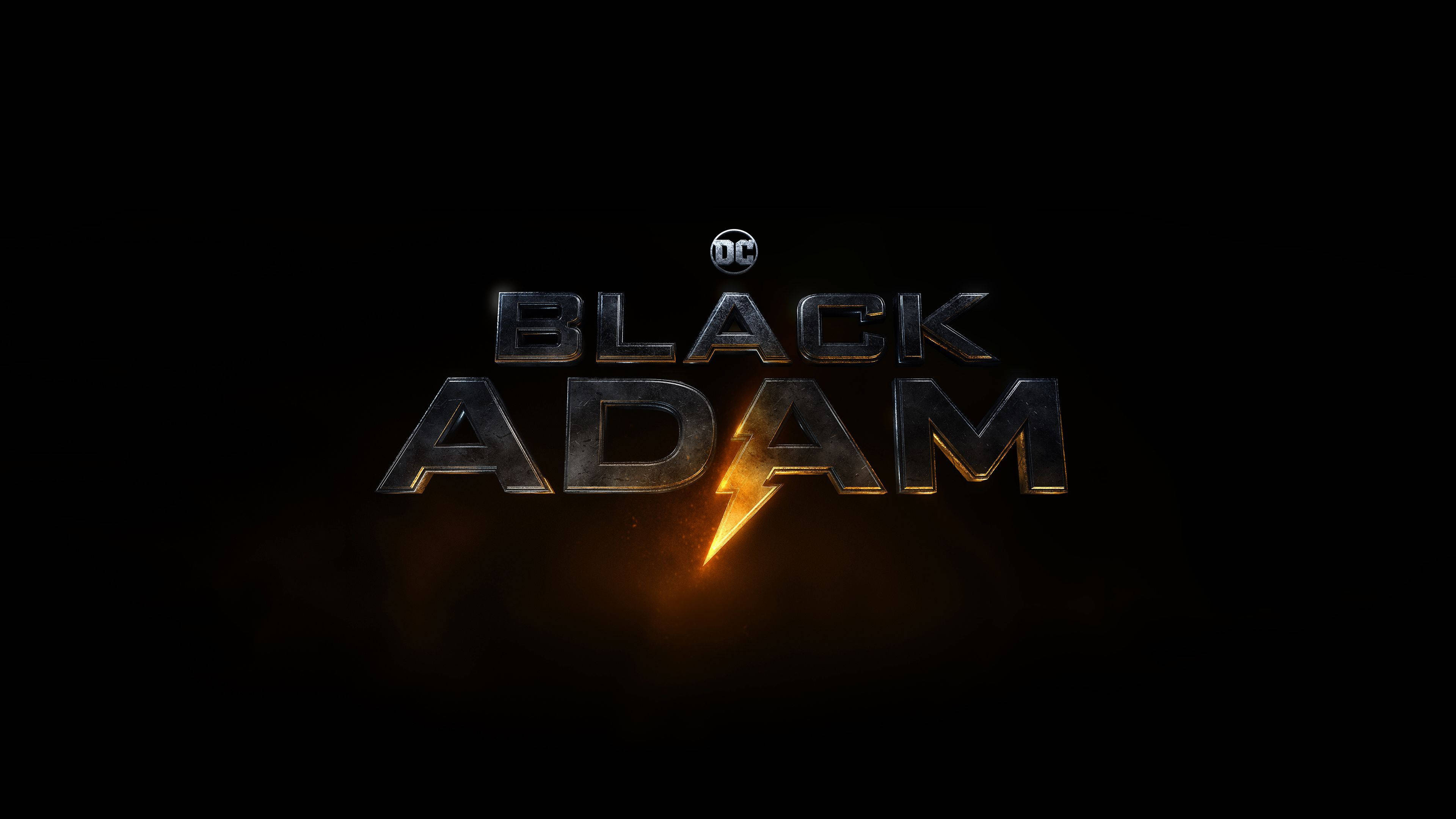 標誌 桌布 壁紙 — 在深色背景上帶有發光閃電的光澤金屬 Black Adam 標誌。