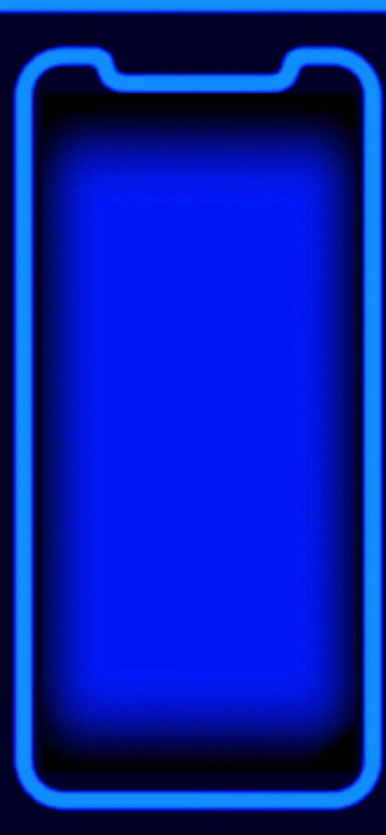 Blue iPhone 桌布 壁紙 — 在深色背景上發光的藍色霓虹燈智慧型手機輪廓。