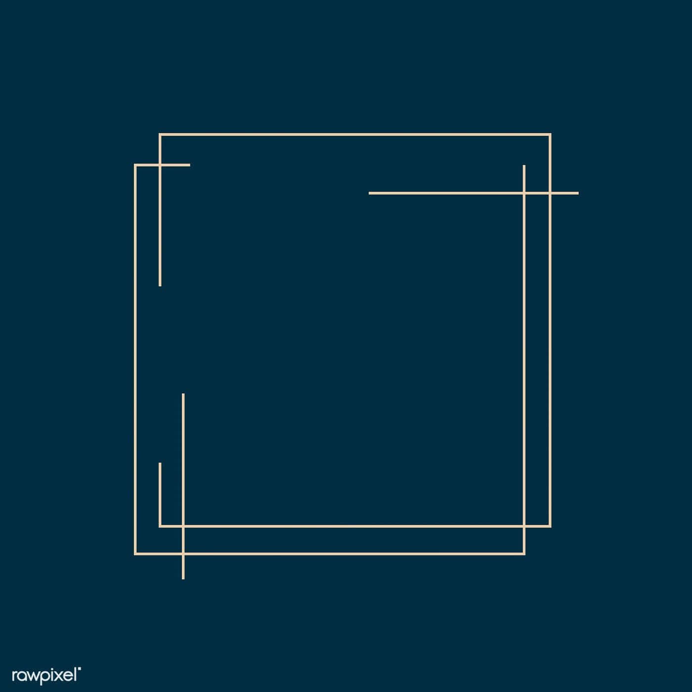 Square 桌布 壁紙 — 在深青色背景上以奶油色線條構成的極簡幾何框架設計。