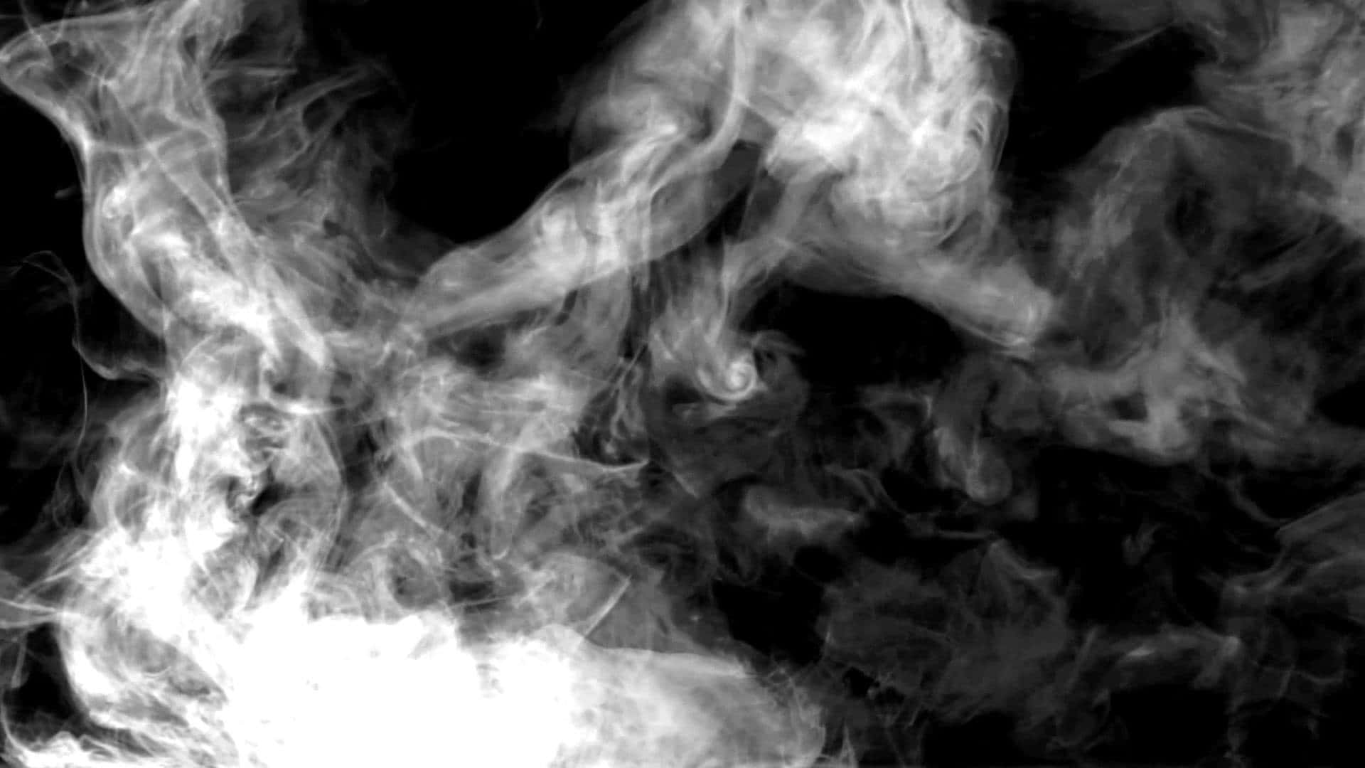 White Smoke 桌布 壁紙 — 在深黑色背景上，動態旋轉的單色煙霧營造出空靈神秘的氛圍。