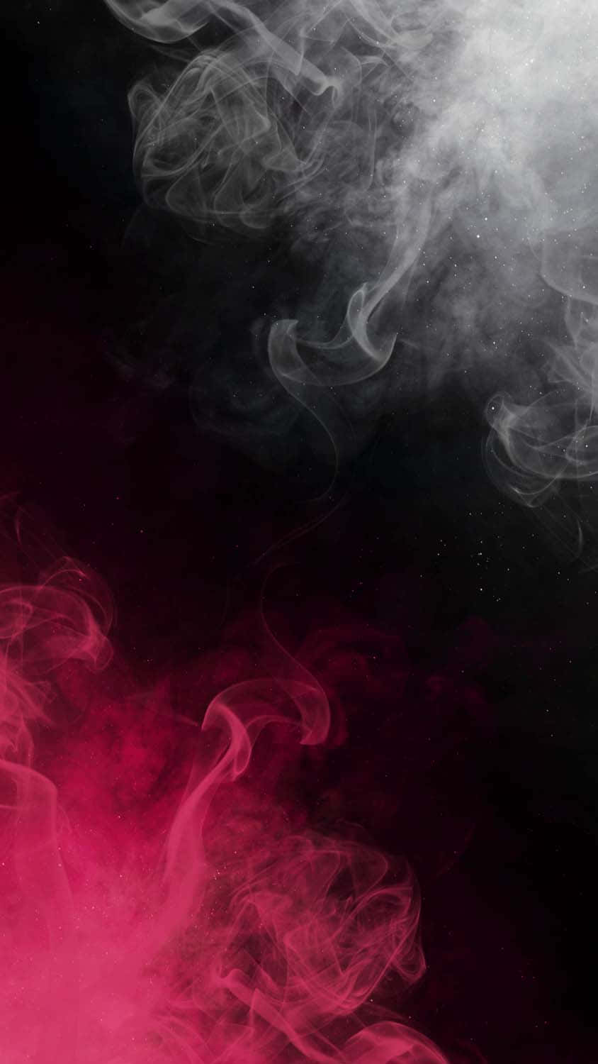 Magenta 桌布 壁紙 — 在深黑色背景上，帶有微妙星狀斑點的鮮豔粉紅色和灰色的空靈煙霧漩渦。