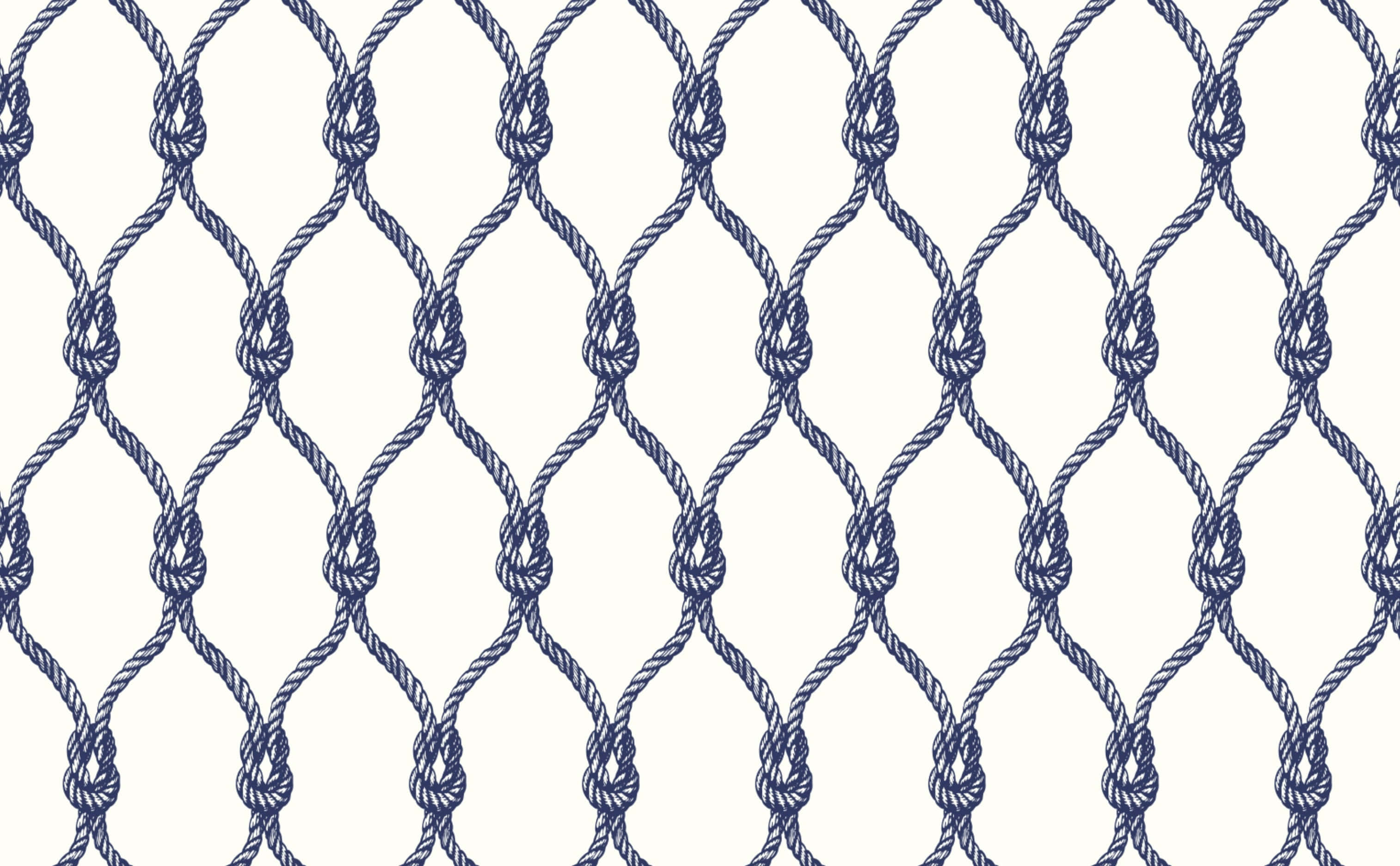 Nautical 桌布 壁紙 — 在淺奶油色背景上，藍色繩結重複形成菱形圖案。