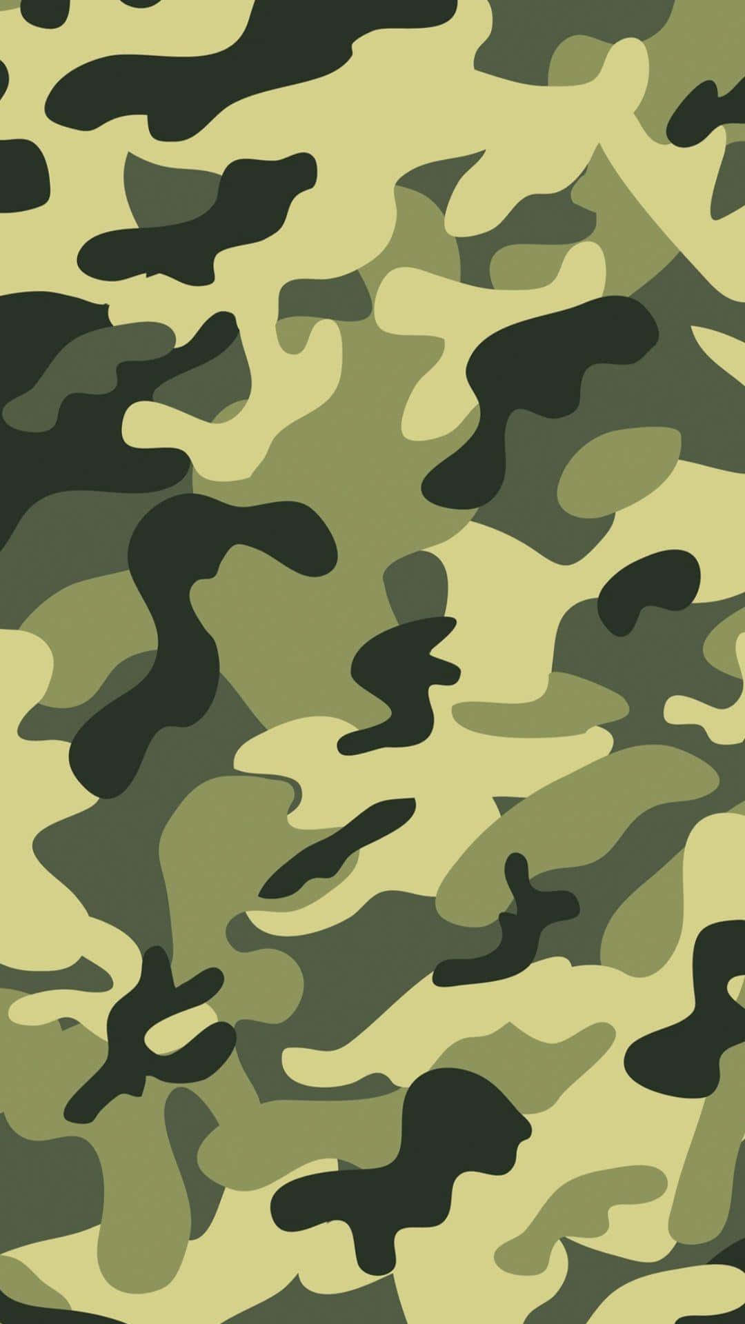Green Camo 桌布 壁紙 — 在淺橄欖色背景上帶有橄欖綠和深綠色斑點的無縫軍事迷彩圖案。