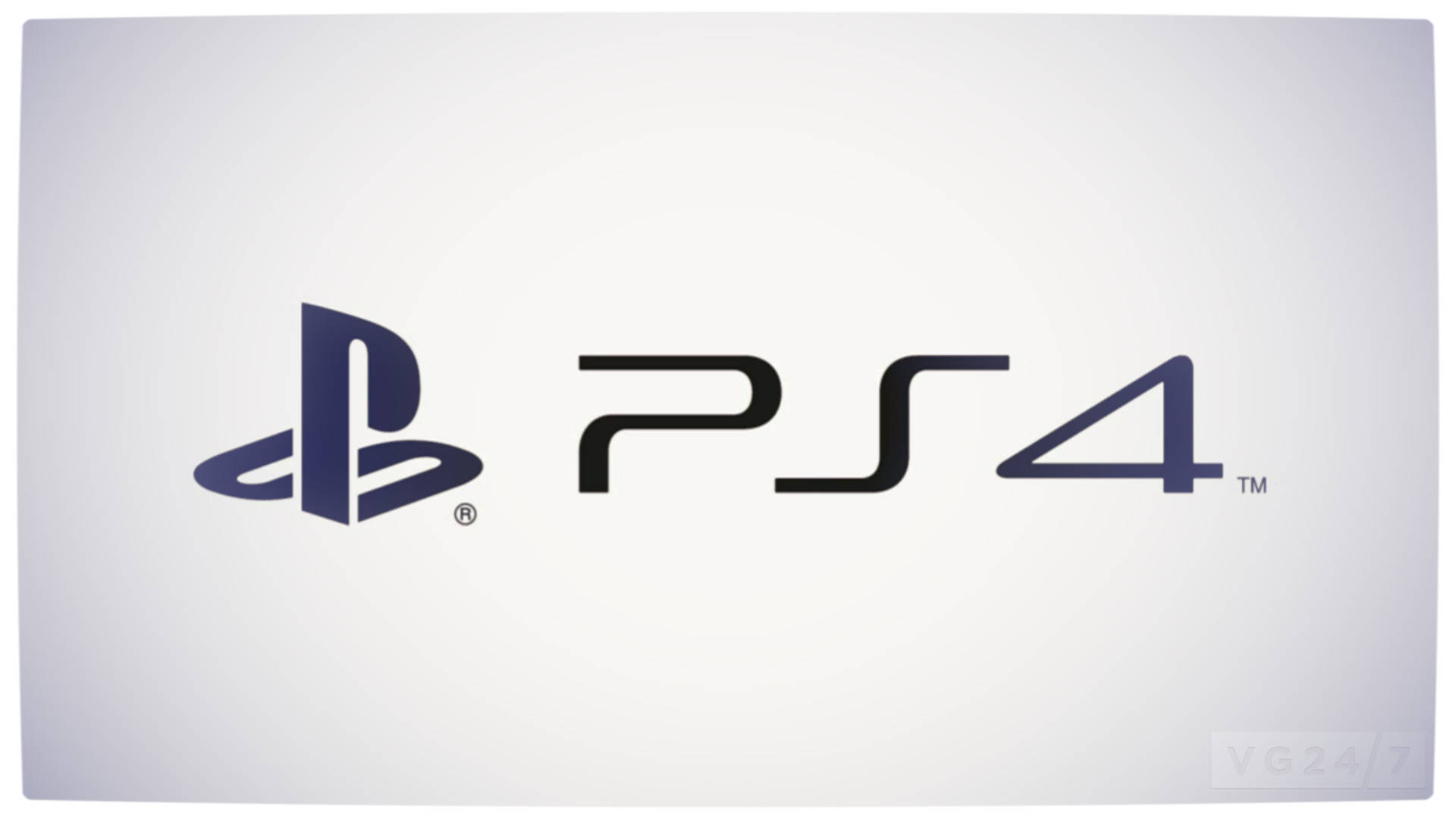 Ps4 Desktop 桌布 壁紙 — 在淺灰色漸變背景上顯示的 PlayStation 4 主機的簡潔極簡標誌。