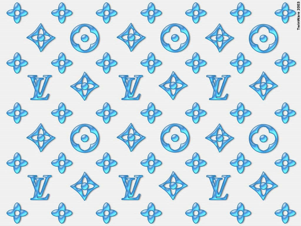 在紋理灰色背景上的藍色 Louis Vuitton 字母組合圖案。 — 路易威登 GIF 壁紙