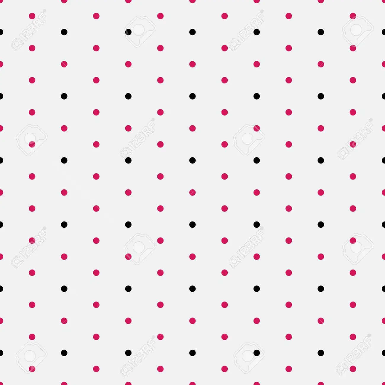 Pink And White Polka Dot 桌布 壁紙 — 在淺灰色背景上交替出現粉紅色和黑色圓點的無縫圖案。
