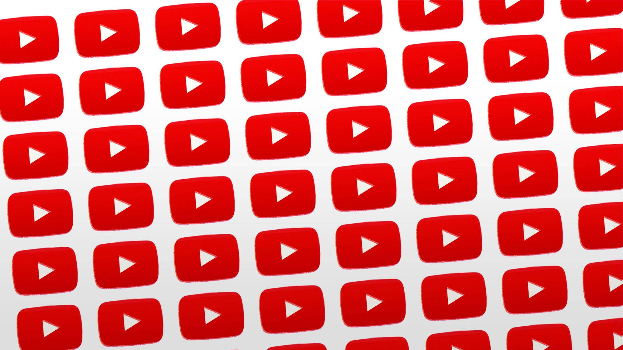 圖案 桌布 壁紙 — 在淺灰色背景上重複的紅色 YouTube 播放按鈕圖案。
