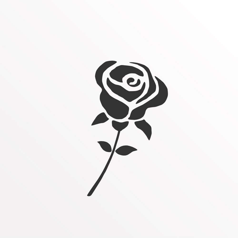 Rose Symbol 桌布 壁紙 — 在淺色漸變背景上，一朵帶有清晰花瓣和葉子的極簡黑色玫瑰剪影。