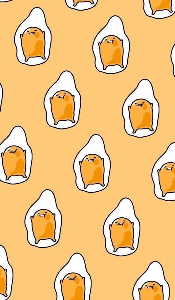 橙色背景上煎蛋內的可愛 gudetama 角色
