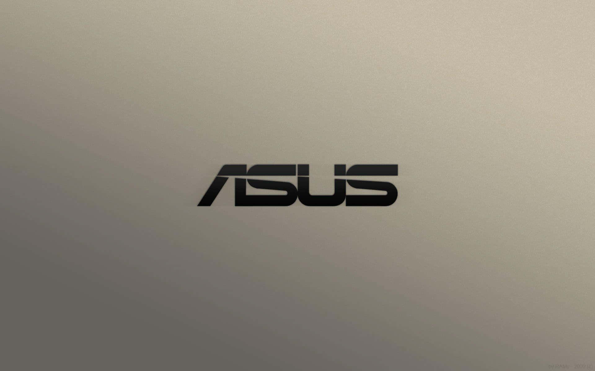 ASUS 桌布 壁紙 — 在漸層米色和灰色的筆記型電腦蓋表面上，黑色簡約ASUS標誌。