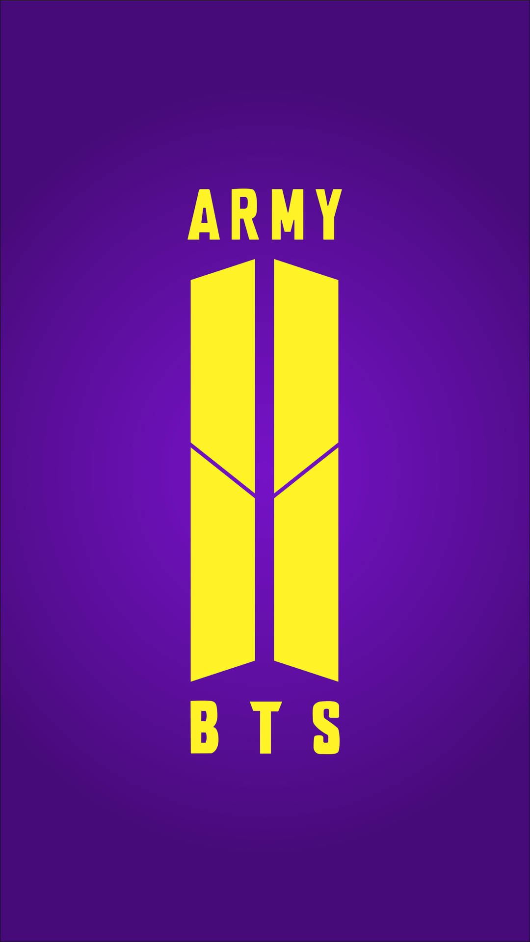 BTS標誌，紫色背景上帶有黃色「ARMY」文字