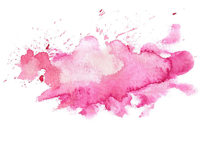 Pink Watercolor 桌布 壁紙 — 在潔白背景上，充滿活力的粉紅色水彩潑濺，帶有飛濺和柔和漸變。