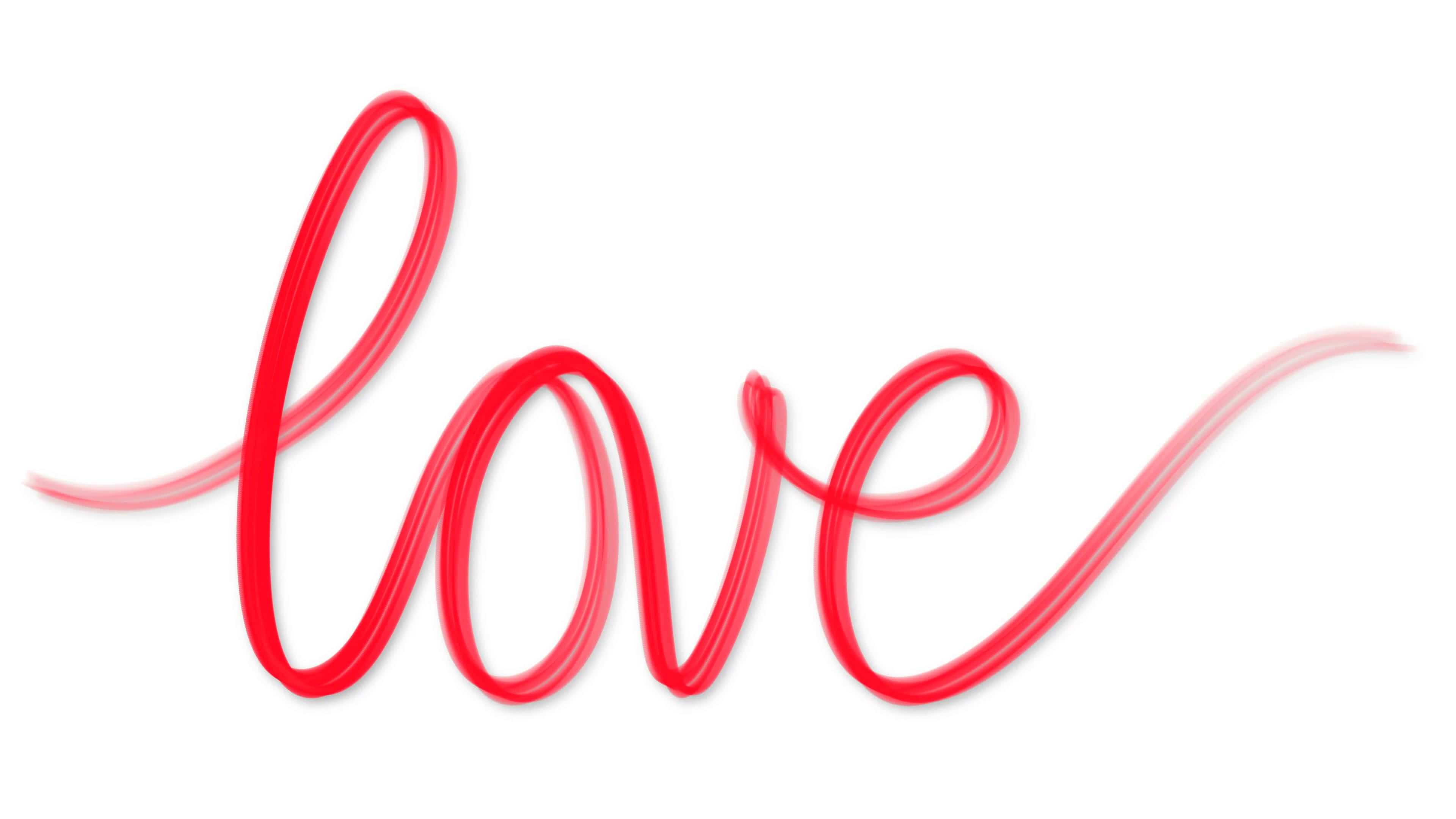 3d Love 桌布 壁紙 — 在潔白背景上以流暢的紅色筆觸書寫的「愛」字。