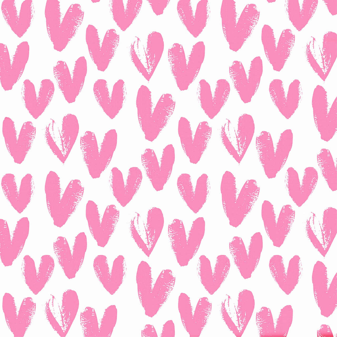 Heart Pattern 桌布 壁紙 — 在潔白背景上重複出現的柔和粉紅色筆觸心形圖案。