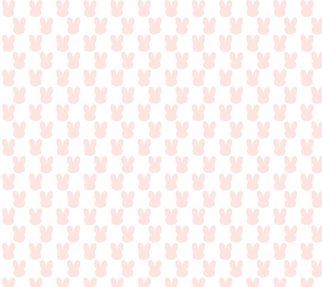 Cute Bunny 桌布 壁紙 — 在潔白背景上重複的柔和粉紅色兔子剪影圖案。