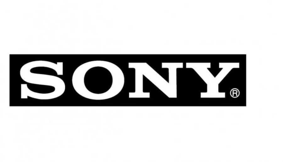 黑白 桌布 壁紙 — 在白色背景上，黑色矩形背景上的粗體白色SONY文字。