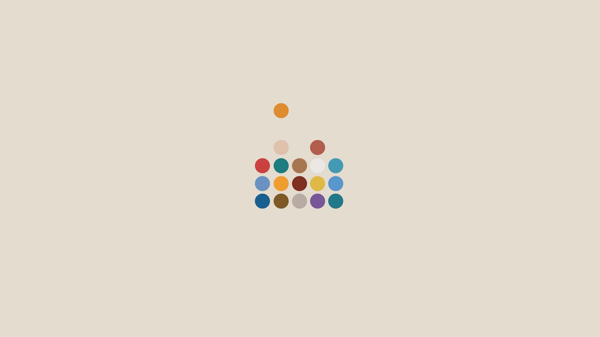 dots 桌布 壁紙 — 在米色背景上，以色彩繽紛的圓圈形成風格化抽象形狀的極簡排列。