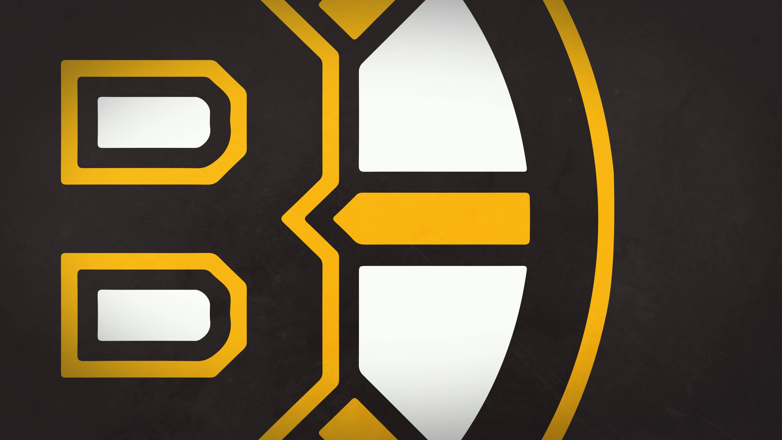 bruins 桌布 壁紙 — 在紋理深色背景上，帶有白色點綴的醒目黑金波士頓棕熊隊標誌。