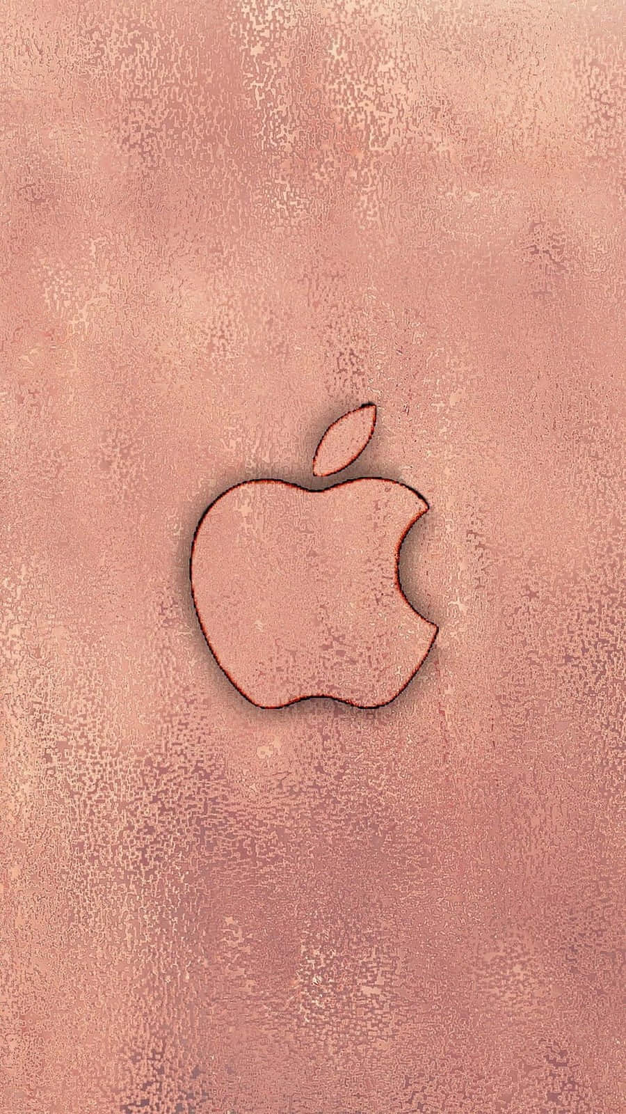 金屬質感 桌布 壁紙 — 在紋理金屬背景上以玫瑰金蝕刻的簡約Apple標誌。