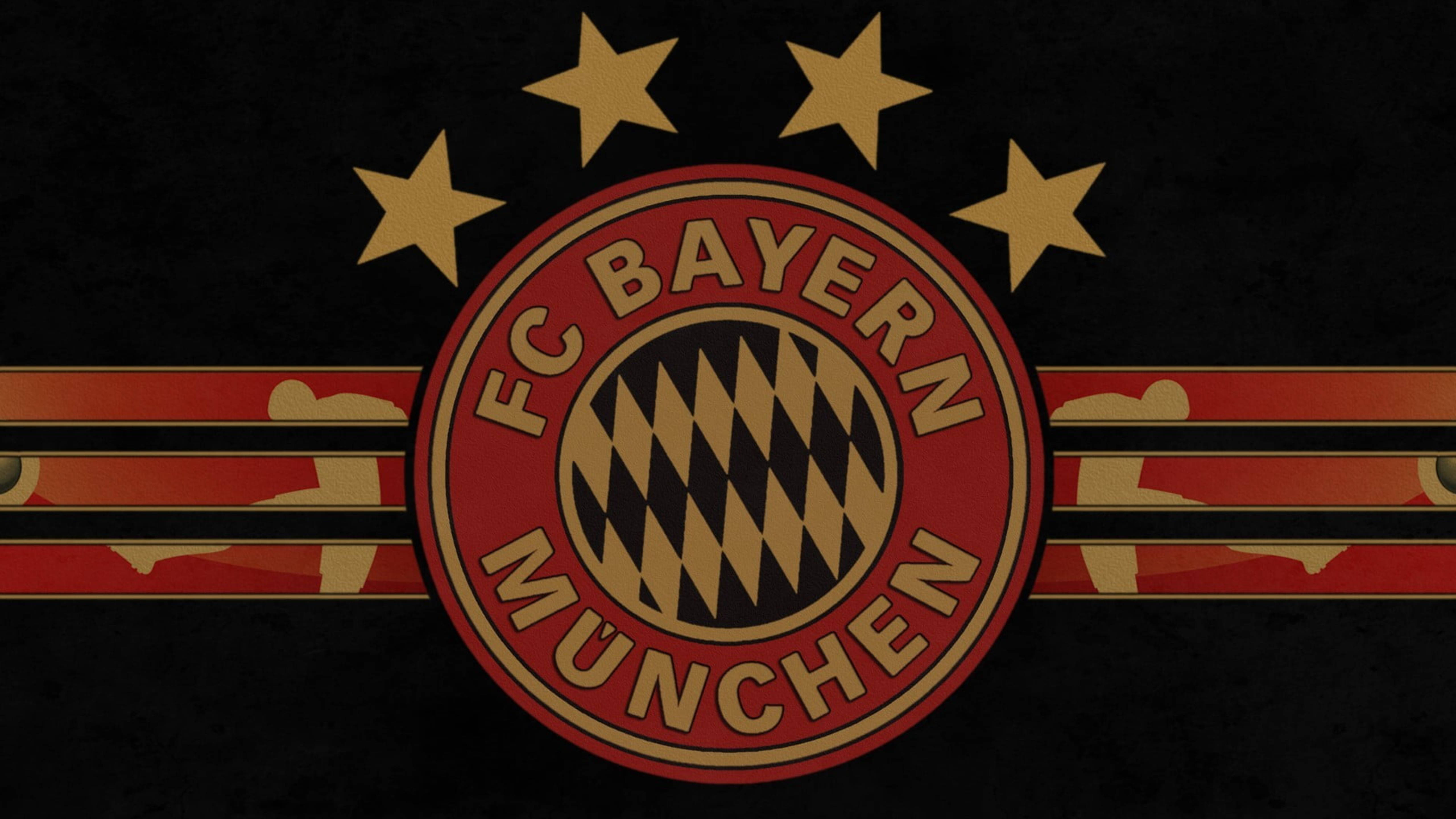 Bayern 桌布 壁紙 — 在紋理黑色背景上，帶有四顆金星和紅色條紋的拜仁慕尼黑會徽。