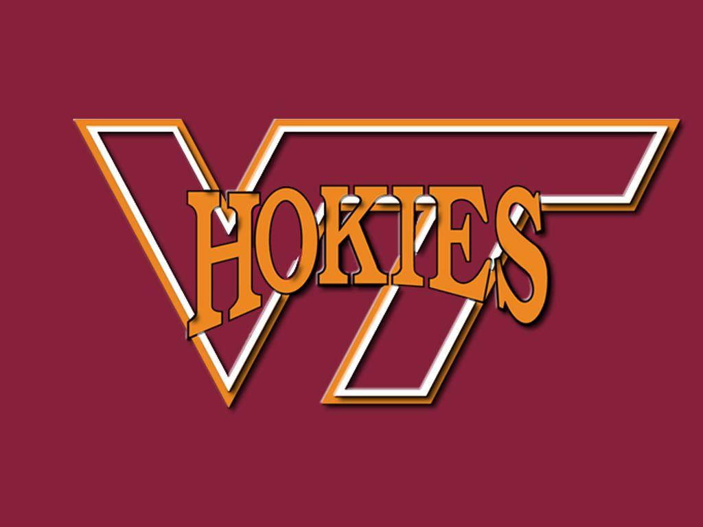 Virginia Tech 桌布 壁紙 — 在純栗色背景上，帶有粗體橙色 'HOKIES' 文字和風格化的 V 形標誌。