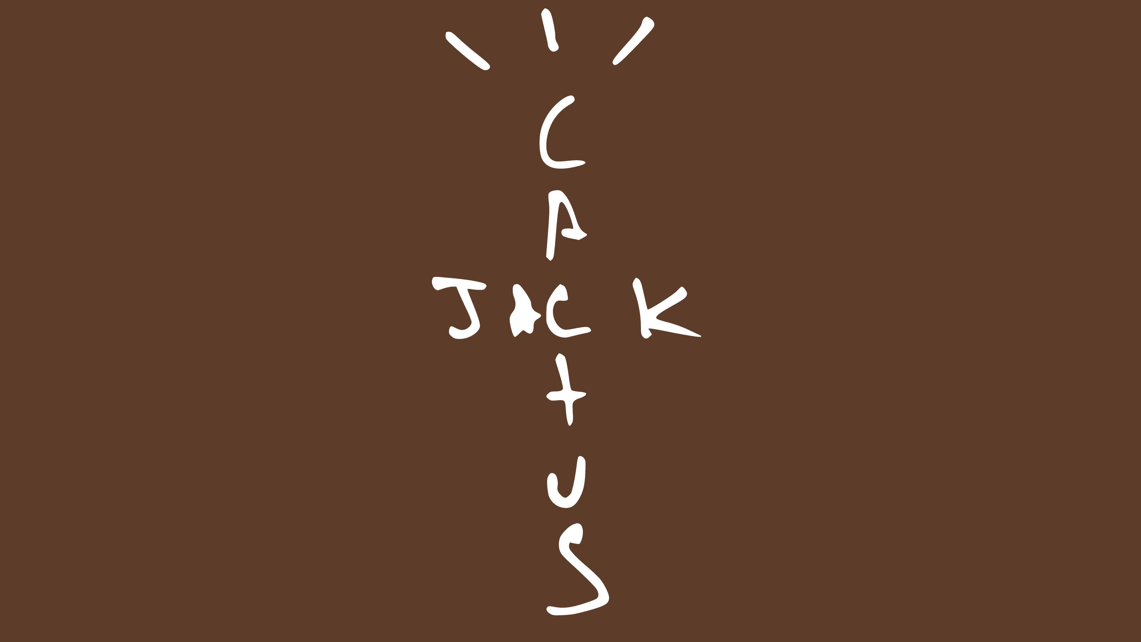 仙人掌傑克 桌布 壁紙 — 在純棕色背景上，手寫白色文字拼出 'Cactus'，並帶有閃光效果。