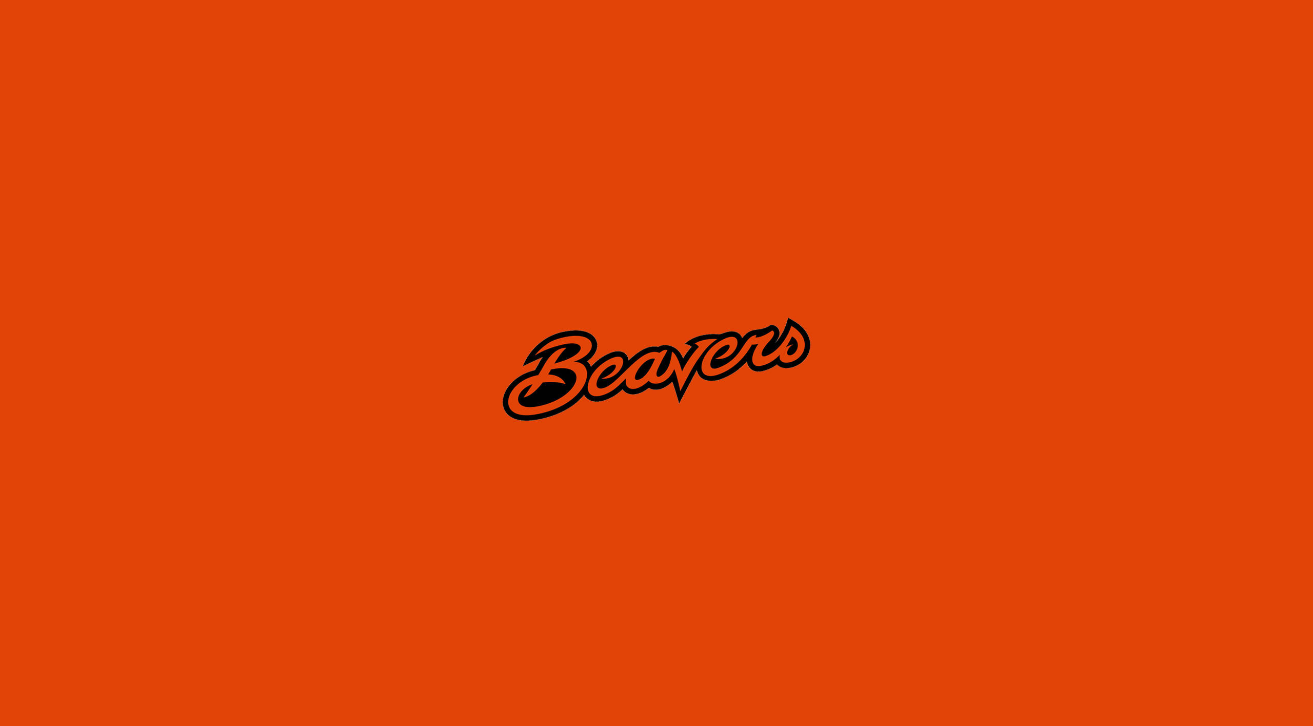 Oregon 桌布 壁紙 — 在純橙色背景上居中顯示粗體黑色草書文字 Beavers。