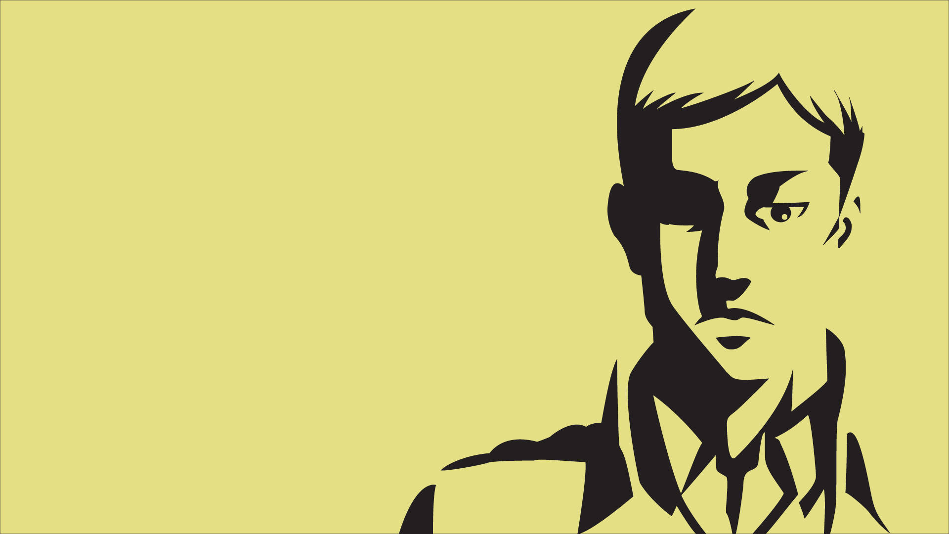 Erwin 桌布 壁紙 — 在純淡黃色背景上，一個男人臉部和肩膀的醒目黑色剪影。