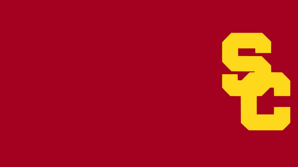 University Of Southern California 桌布 壁紙 — 在純深紅色背景上，大膽的黃色互鎖SC字母。