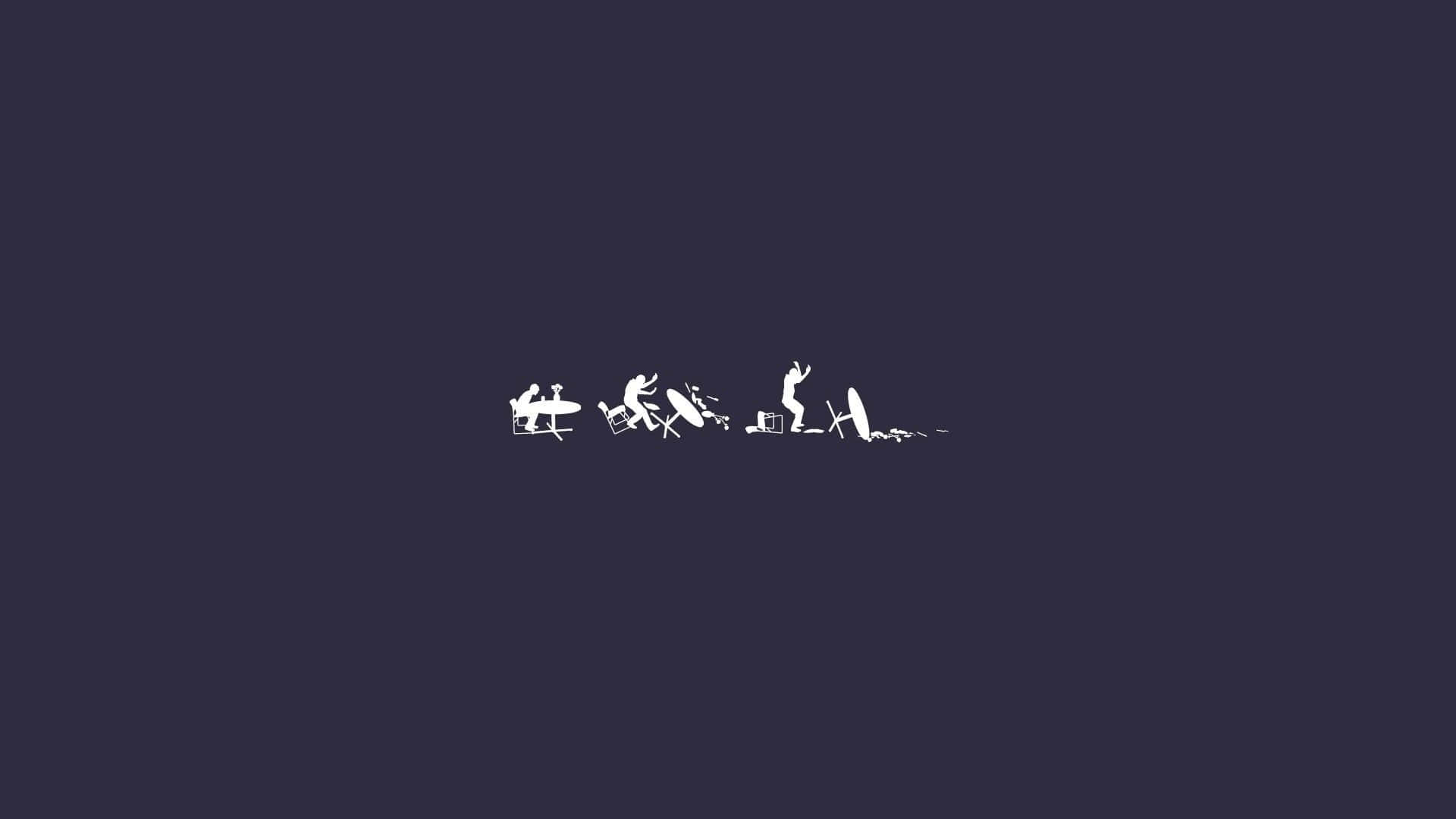 evolution 桌布 壁紙 — 在純深藍色背景上，以動態姿勢呈現的人們的極簡白色剪影。