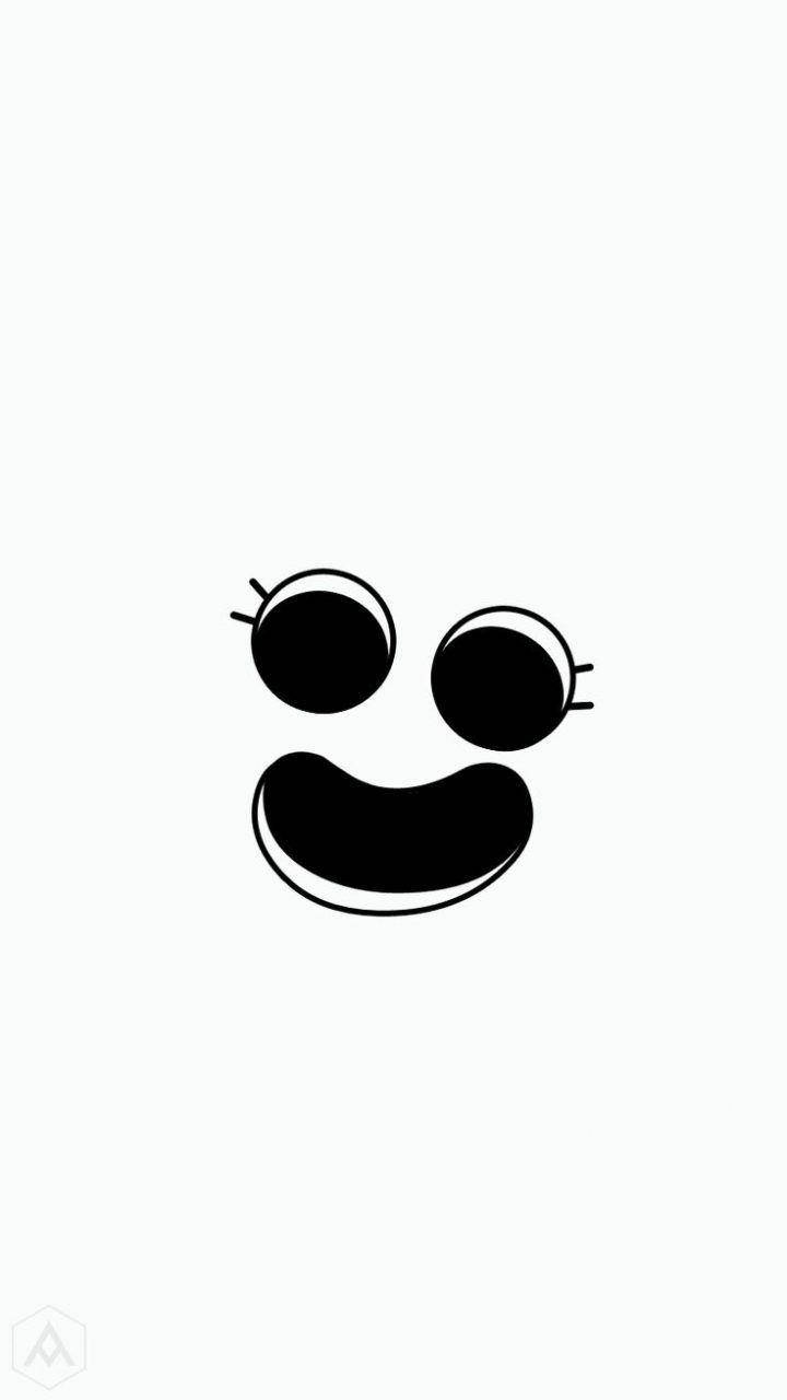 Gumball 桌布 壁紙 — 在純白背景上，一個極簡的黑色笑臉，帶有眨眼的眼睛。