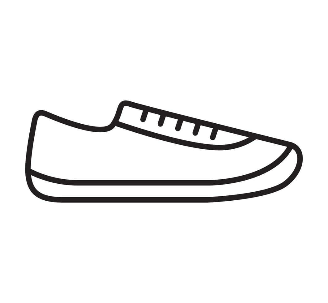 Sneaker 桌布 壁紙 — 在純白背景上，一雙套穿鞋的極簡黑色線條畫。