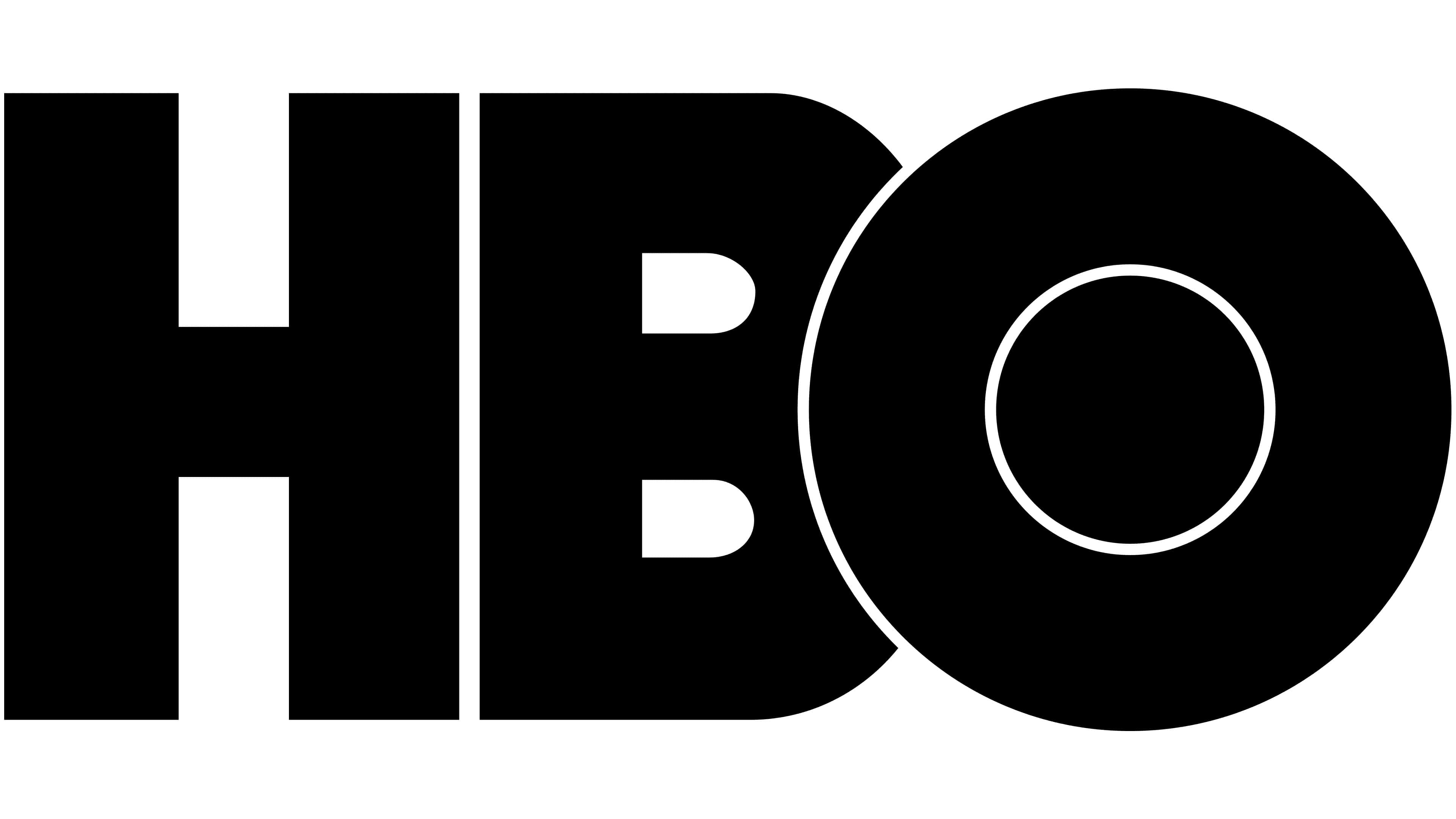HBO 桌布 壁紙 — 在純白背景上，帶有白色內圓的醒目黑色HBO標誌。