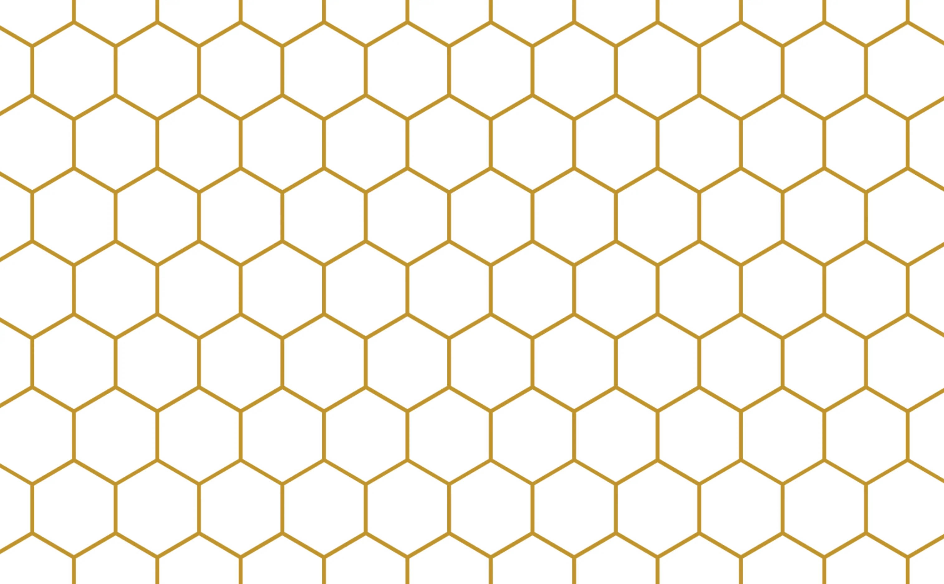 Honeycomb 桌布 壁紙 — 在純白背景上，金色六邊形的無縫圖案創造出現代幾何壁紙。