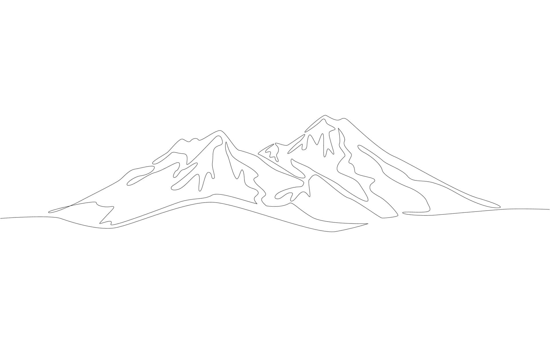 Mountain View 桌布 壁紙 — 在純白背景上以極簡單線條繪製的鋸齒狀山峰。