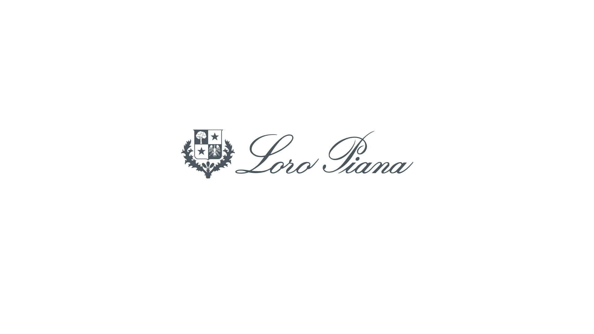 標誌 桌布 壁紙 — 在純白背景上以灰色字體和徽章呈現的優雅 Loro Piana 標誌。