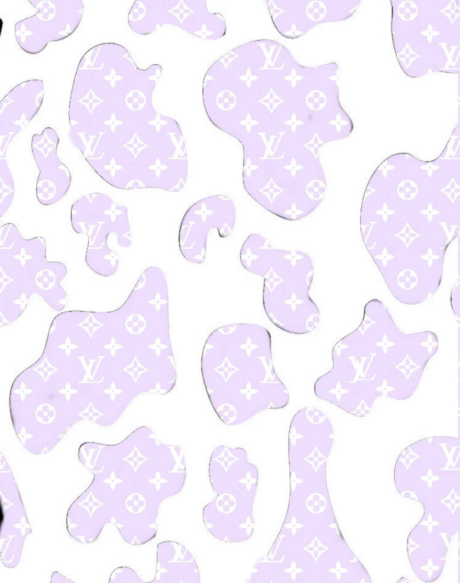 Print 桌布 壁紙 — 在純白背景上帶有白色 Louis Vuitton 字母組合圖案的抽象薰衣草圖案。