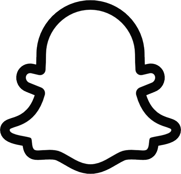Snapchat 桌布 壁紙 — 在純白色背景上，Snapchat 鬼魂標誌的粗黑輪廓。