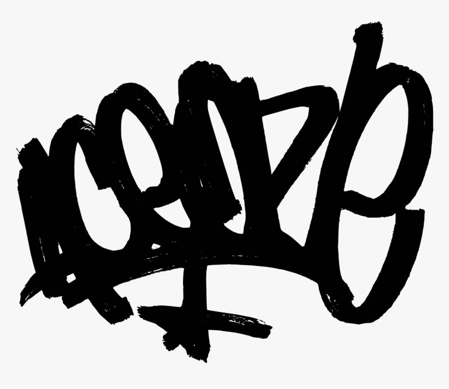 Black And White Graffiti 桌布 壁紙 — 在純白色背景上，以粗黑筆觸繪製的塗鴉字母，帶有厚實的紋理筆觸。